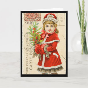 "Vintage Children Christmas Card" Holiday Card