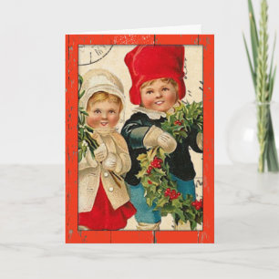 "Vintage Children Christmas Card" Holiday Card