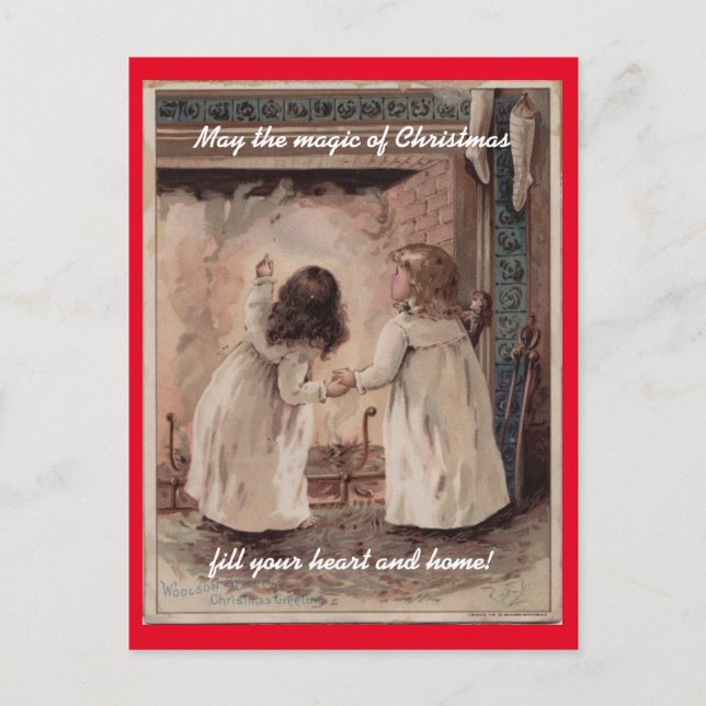 Vintage Children Christmas Holiday Postcard (Front)