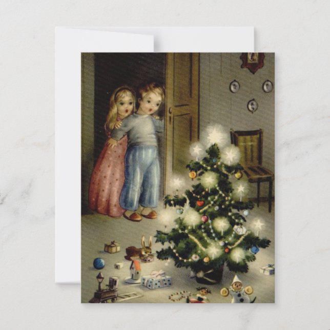 Vintage Children Christmas Morning Card (Front)
