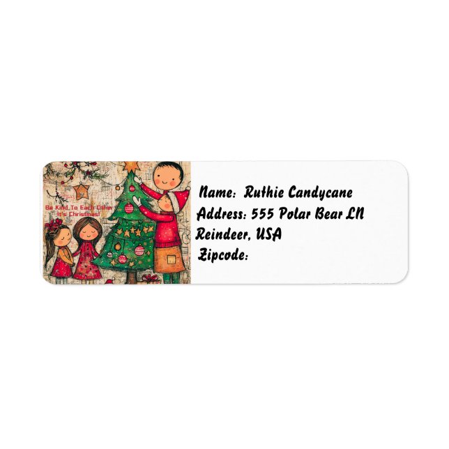Vintage Children Decorating Christmas Tree (Front)