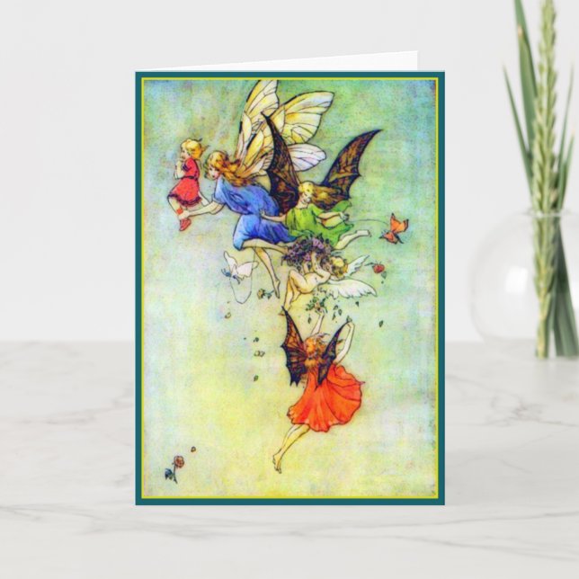 Vintage Children & Faerie Drawing - Greeting Card (Front)