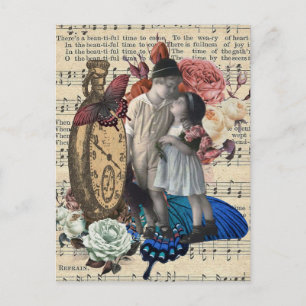 Vintage Children & Floral Collage  Postcard