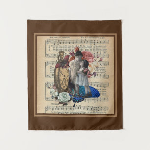 Vintage Children & Floral Collage Tapestry