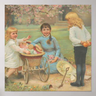 Vintage Children Garden Wall Art Poster