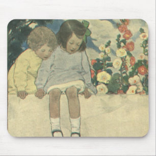 Vintage Children, Garden Wall Jessie Willcox Smith Mouse Mat