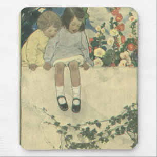 Vintage Children, Garden Wall Jessie Willcox Smith Mouse Mat