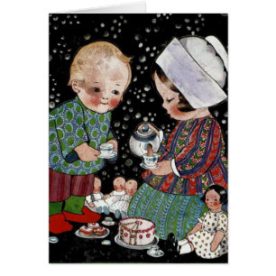 Vintage Children Having a Pretend Tea Party