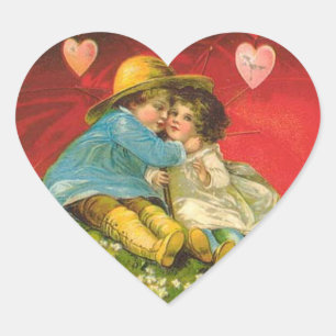 Vintage Children Heart Sticker
