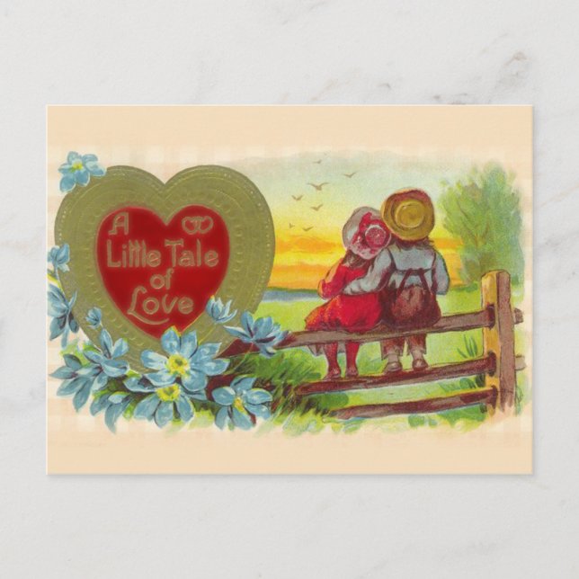 Vintage Children in Love Valentine Postacard Holiday Postcard (Front)