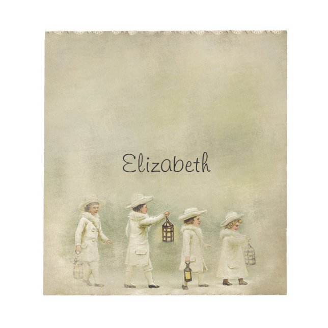 Vintage Children Lanterns Snow Notepad (Front)