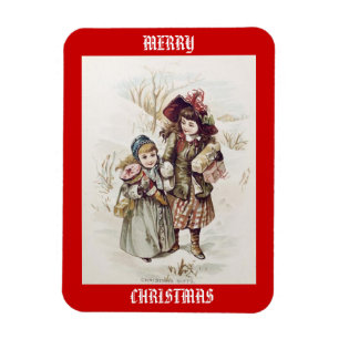 Vintage Children Merry Christmas Magnet