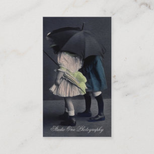 Vintage Children Oil Painting Photo Business Card