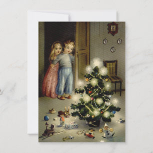 Vintage Children On Christmas Morning Holiday Card