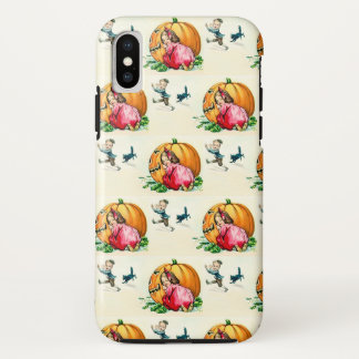 Vintage Children Playing Halloween Fall Themed iPhone X Case