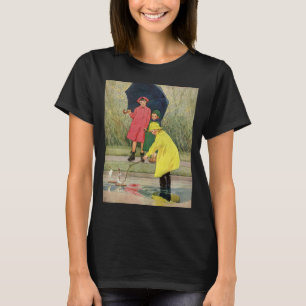 Vintage Children Playing in Puddles "A Rainy Day" T-Shirt