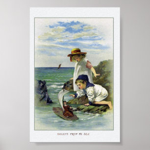 Vintage Children put Doll to Sea Poster