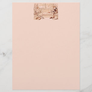 Vintage Children Reading cosy Illustration  Custom Letterhead