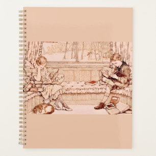 Vintage Children Reading cosy Illustration Planner