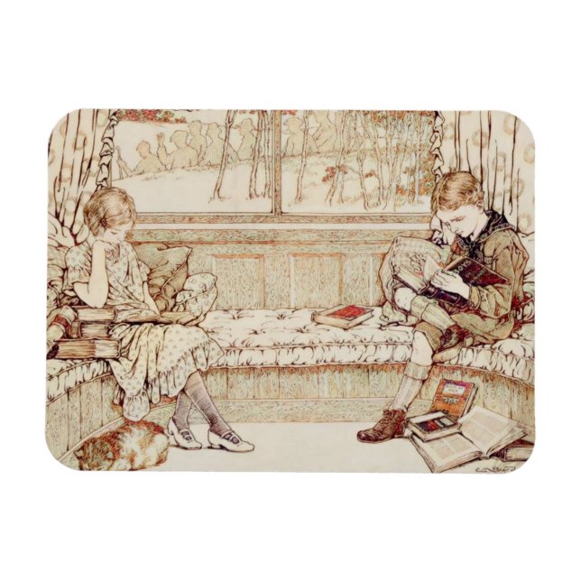 Vintage children reading magnet (Horizontal)