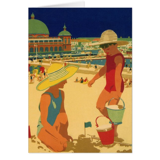 Vintage Children, Sisters Family Vacation at Beach (Front)