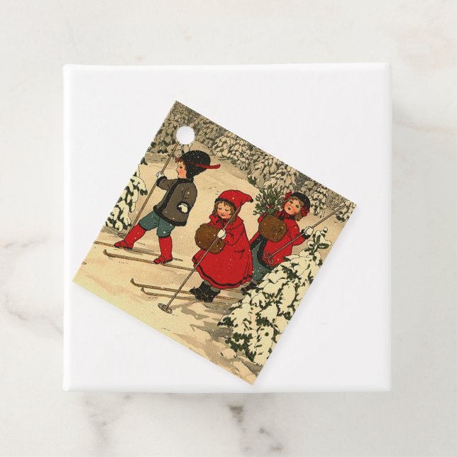 Vintage Children skiing Favour Tags (In Situ)