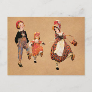 Vintage Children Skipping Postcard