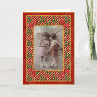 Vintage Children Tennis Christmas Card