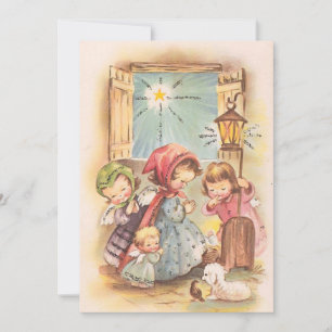 Vintage Children With Baby Jesus On Christmas Holiday Card