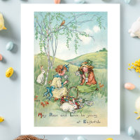 Vintage Children with Easter Bunnies and Eggs