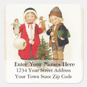 Vintage Children With Toys Address Label