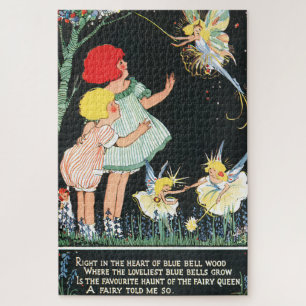 Vintage Children with Winged Fairy Jigsaw Puzzle