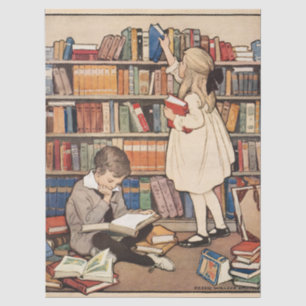 Vintage Children's Book Week Library Illustration Tissue Paper