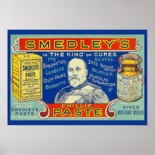 Vintage Chilli Cure! Smedley's Chillie Paste c 190 Poster