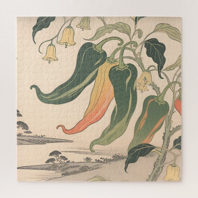 Vintage Chilli Pepper Illustration Jigsaw Puzzle (Vertical)