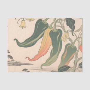 Vintage Chilli Pepper Illustration Tissue Paper