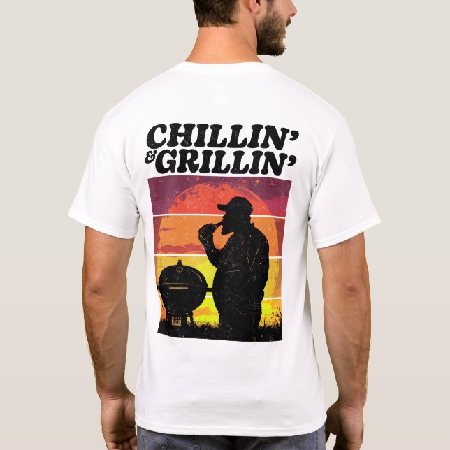 Vintage Chillin’ & Grillin’ Distressed Front+Back T-Shirt (Back)