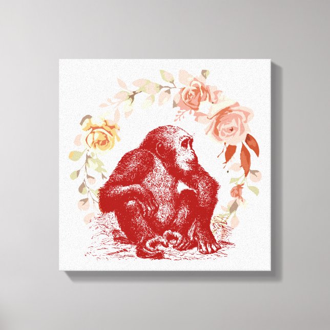 Vintage Chimpanzee Canvas Print (Front)