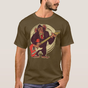 Vintage Chimpanzee Guitar Player Graphic Premium T-Shirt