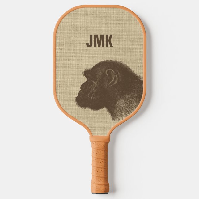 Vintage Chimpanzee Illustration Personalised   Pickleball Paddle (Front)