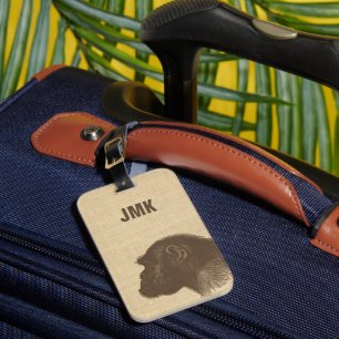 Vintage Chimpanzee Illustration Personalized Luggage Tag