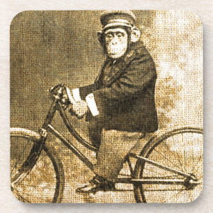 Vintage Chimpanzee on a Bicycle Coaster