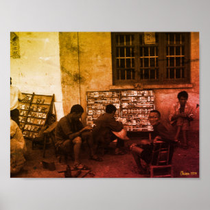 Vintage China Changsha book lending Poster