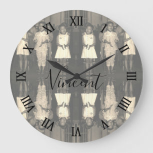 Vintage China Changsha childcare Canvas Print Large Clock