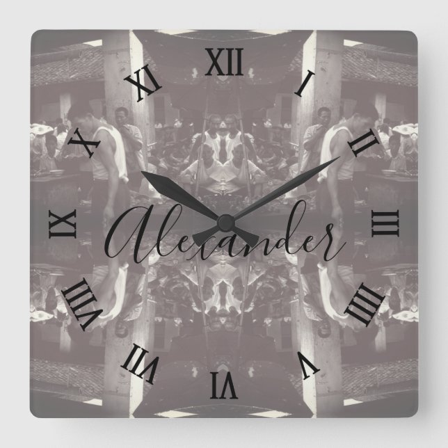Vintage China changsha market Square Wall Clock (Front)