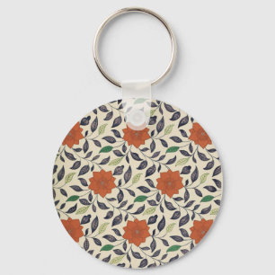 Vintage China Floral Pattern Art Key Ring