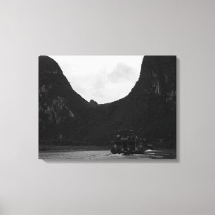 Vintage China Guilin river boat Canvas Print