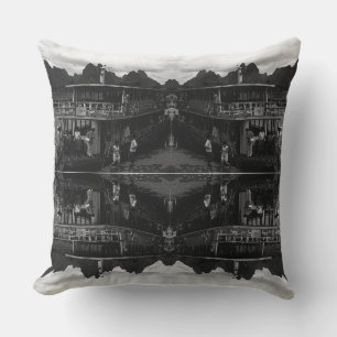 Vintage China Guilin river boat Postcard Cushion