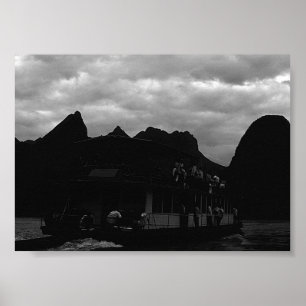 Vintage China Guilin river boat Poster