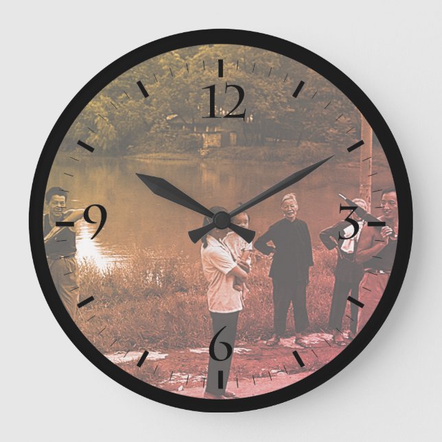 Vintage China Guilin river chinese people Large Cl Clock (Front)